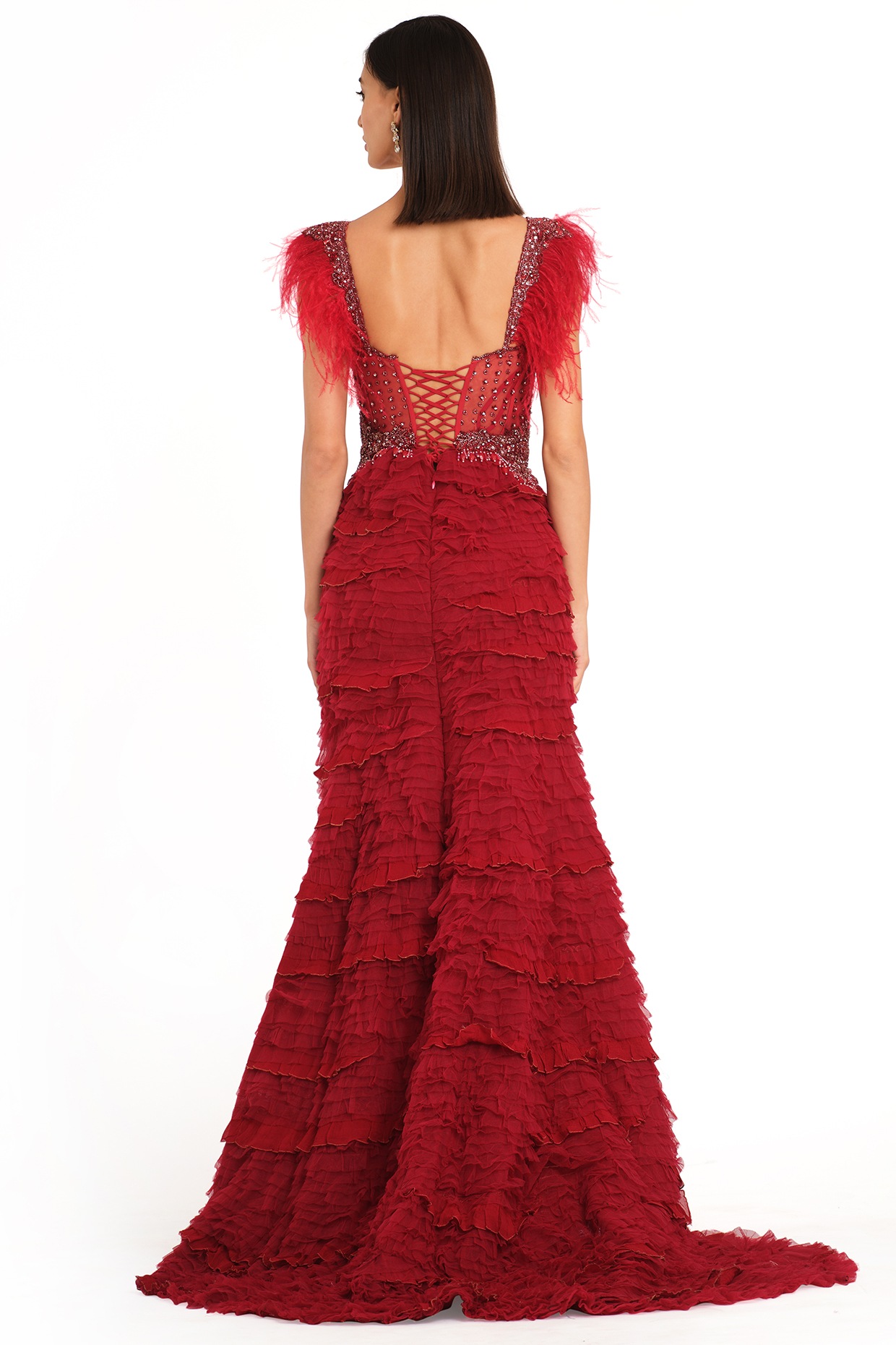 Plum Purple Net Designer Gown With Frill Flower Detailing | Simple dress  for girl, Kids gown, Kids frocks design